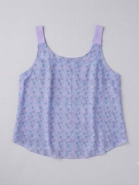 Ashley Blue Women's Plus Size 1XL Purple Floral Tank Top Sheer Chiffon Blouse